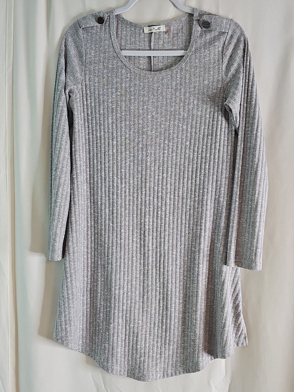 Simply Noelle Ribbed Long-Sleeve Tunic Dress - Gray